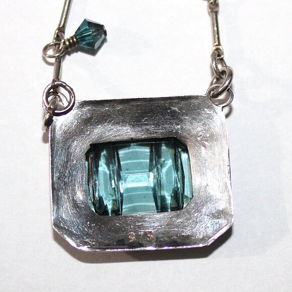 Sterling Silver Glass & Crystal Bead Necklace - Picture 3 of 8